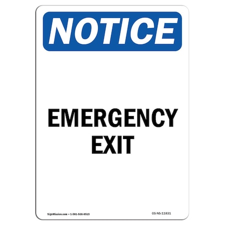 Signmission OSHA Notice Sign, Emergency Exit, 5in X 3.5in Decal, 3.5"W, 5" L, Portrait, Emergency Exit Sign OS-NS-D-35-V-11831